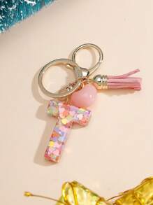 1pc Creative Keychain With 26 English Alphabet, Kids Backpack Accessories, Butterfly Letter Charm Keyring For Girls - Pink - View 27