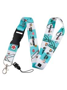 1pc ID Badge Holder Lanyard, Hard Card Case For Office Work Pass ID Card, Double-Sided Transparent Student/Doctor ID Card Holder With Keychain, Gift For Teachers, Doctors Car Accessories Bag Charm School Letter