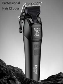 Kemei Recortadora de pelo profesional de alta velocidad KM-1858 a 9000RPM para corte de pelo de hombres, con cuchilla de DLC, uso en salón, máquina de corte de pelo potente, velocidades ajustables, recortadora eléctrica de gran capacidad de 4600mAh para uso doméstico y familiar - Negro - Ver 6