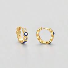 1 Pair 925 Sterling Silver New Drip Oil Rectangle Eyes Hoop Earrings For Women, Short Hypoallergenic Ear Clips With Gift Box - Rectangular Eyes and Ears - View 9