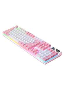 Mechanical Gaming Keyboard, Adjustable Wired Two-Color Backlight, Suitable For Gaming And Office. - Pink - View 6