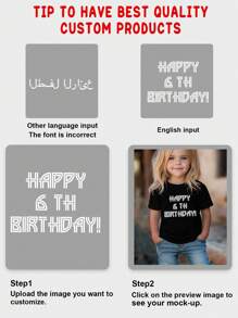 定制春夏女童幼儿 T 恤，可个性化定制您的文字/姓名/生日祝福/消息/趣味短语，团队/户外制服定制，个性化女童圆领短袖黑色上衣，节日礼物，生日礼物，1 岁生日礼物，文化衬衫，女童夏季上衣 - 黑色 - 查看 4