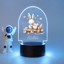 1pc Custom Bedroom Decoration, Custom Easter Bunny Love Creative Style, Custom Light Plate, 3D Light Illusion LED Nightlight, Warm Light Birthday Gift Party Gift Table Lamp Nightlight, Custom Name Creative Light Plate, Custom Personalized Name Nightlight, Christmas Gift, Gift For Family And Friends, Creative Gift Christmas Gift, Custom Nightlight, Custom Party Decoration, Custom Lighting.