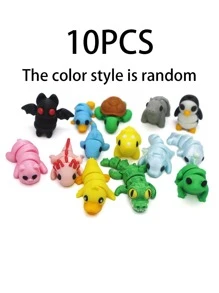 Juego de 10 piezas de juguetes en miniatura de animales impresos en 3D - Adecuado para el Nacimiento de Navidad, recuerdos de fiesta y relleno de calcetines [Color y estilo aleatorio]