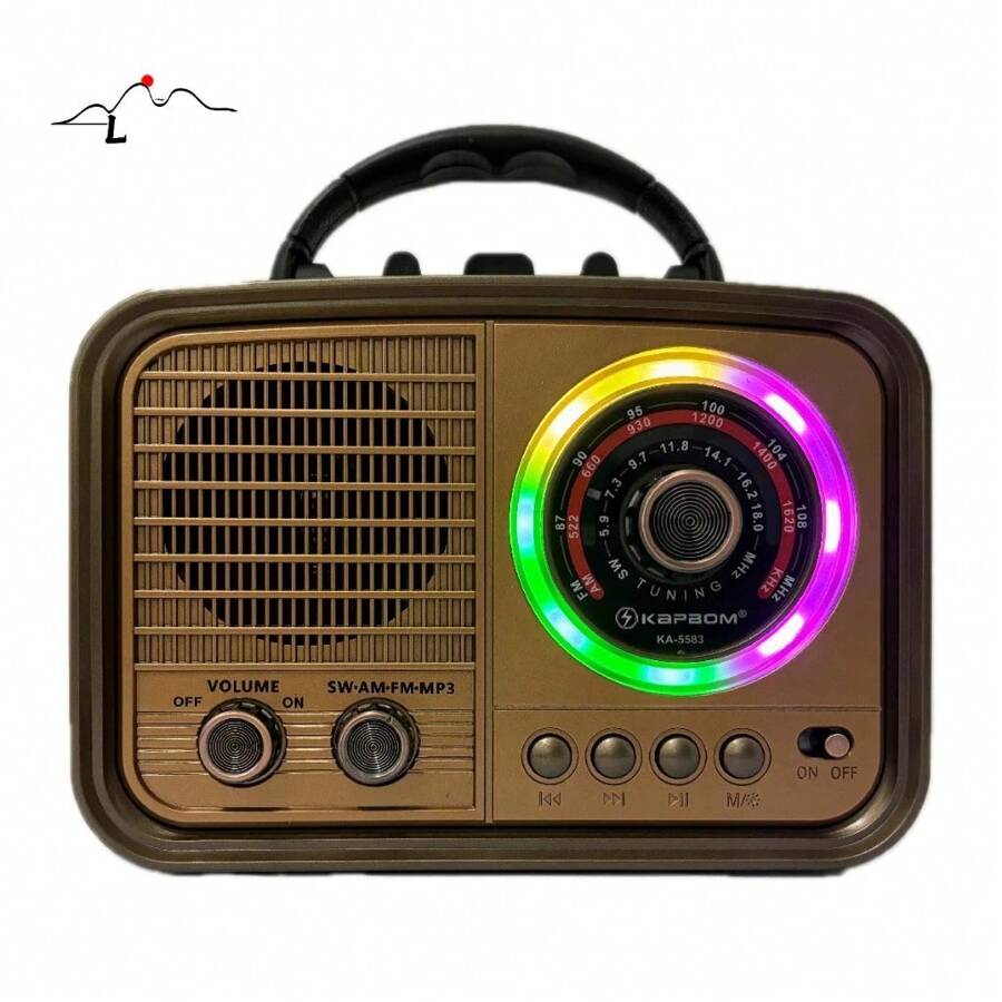 Retro Vintage Radio Fm Am Usb Sd Battery Bluetooth RGB Lamp Ka-5583 - 酒紅色 - 查看 1