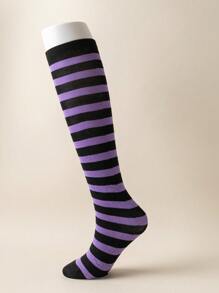 一双/包女士透气吸汗彩色条纹长袜，适合春、秋、冬季穿着，最受欢迎的动漫角色扮演长袜，Y2K风格，舒适保暖 - 彩色 - 查看 10