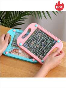 1 pièce/5 pièces Jouet de puzzle de labyrinthe à billes d'équilibre, jeu cérébral, défi pour passionnés de loisirs, motif et couleur de fond aléatoires