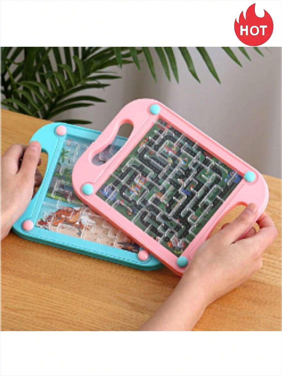 1 pièce/5 pièces Jouet de puzzle de labyrinthe à billes d'équilibre, jeu cérébral, défi pour passionnés de loisirs, motif et couleur de fond aléatoires