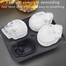 Molde de cubitos de hielo en forma de calavera 3D grande, molde de hielo redondo para whisky con tapa para bebedores de whisky, bartenders, intercambios de regalos, entusiastas del bar en el hogar y regalos festivos