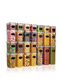 48 piezas de organización y almacenamiento, recipiente apilable para almacenar dulces con tapa, caja sellada de almacenamiento de alimentos reutilizable multifuncional para harina, azúcar, frutas secas y pastas, organizador y almacenamiento de cocina, accesorios de cocina, decoración y accesorios de cocina, regalos para mujeres, aparatos de cocina, almacén local