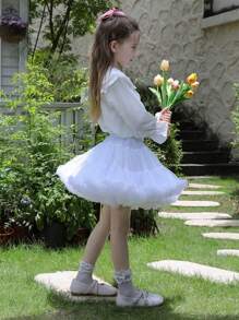 Spódnica tiulowa w kształcie tortu dla młodej dziewczyny - Biały - Zobacz 5