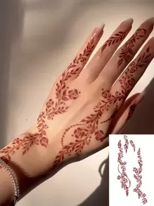 1pc Washable Finger Tattoo Sticker, Floral Totem Pattern Temporary Tattoo Sticker, Fashionable Personalized Tattoo Sticker Suitable For People