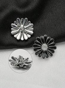 5pcs/Pack Fashion Double Layered Oil Drip Small Daisy Flower Metal Buttons, DIY Decoration For Coat, Sweater, Casual Suit, Jacket, Scarf, Shoes, Bag, Pendants