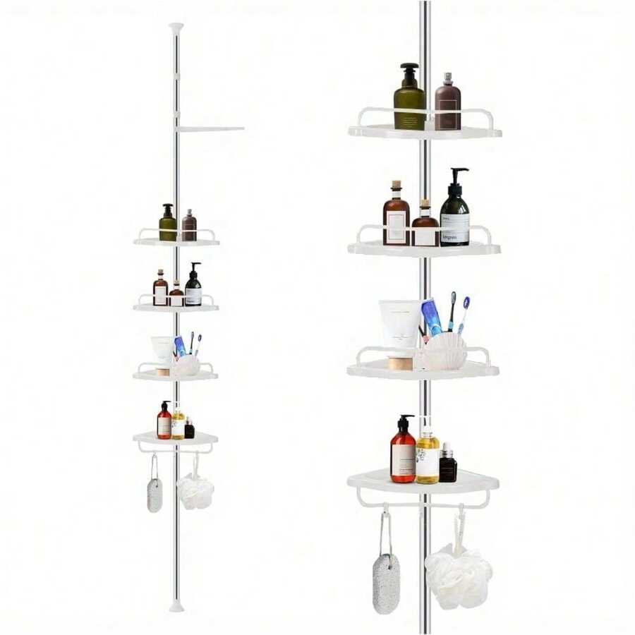 Trintion 4 Tier Adjustable Telescopic Shelf Bathroom Organiser Corner Rack Shower Shelf Caddy Holder 100cm - 260cm - Variant1 - View 1
