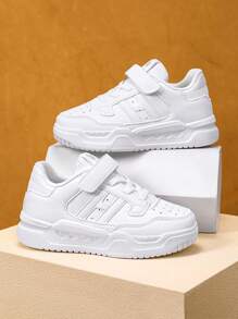 White Sneakers For Boys & Girls, School Children Canvas Shoes, Kids' Outdoor Sports Casual Shoes, Slip-Resistant , Suitable For All Seasons - White - View 7