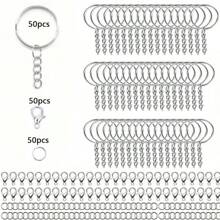 50pcs/100pcs/150pcs Keychain Making Kit, Including Detachable Key Ring, Lobster Clasp, Jump Ring, For DIY Jewelry Keychain, Handicraft Making