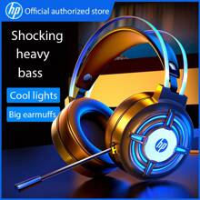 Auriculares para computadora HP, auriculares con cancelación de ruido para juegos, auriculares con cable y micrófono, iluminación RGB, over-ear, graves profundos para computadora de escritorio/portátil - Multicolor - Ver 3
