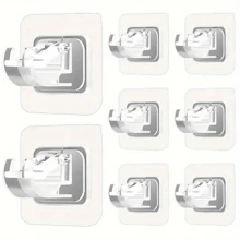 2pcs/4pcs/8pcs Adjustable Self-Adhesive Curtain Rod Holders - No Drilling, Nail-Free, Easy Installation - Perfect For Bathroom, Kitchen, Hotel, And Home Decor