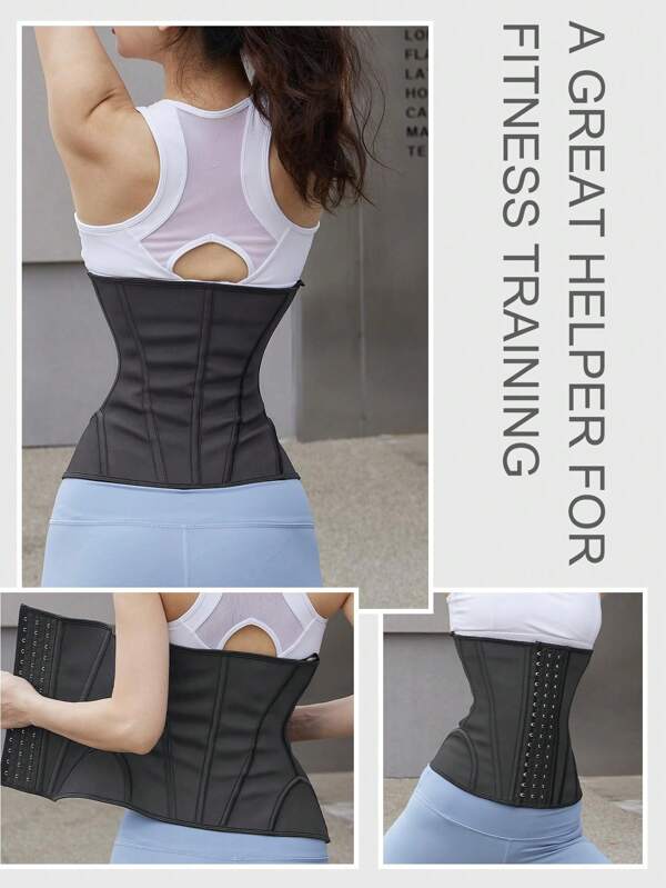 1pc Woman's Black Neoprene Waist Trainer, Sweat-Wicking Waist Trimmer For Fitness Training, Suitable For Sports Bras