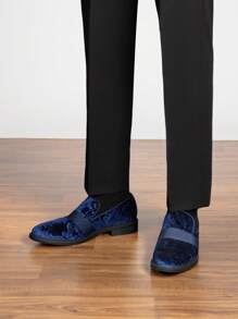 Men Dress Tuxedo Shoe Slip-On Classic Patent Leather Loafers - Blue - View 10