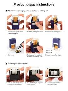 Small Adjustable Date Stamp, Manually Adjustable Year/Month/Date, Self-Inking Printer For Production Date, No Ink Included (Requires Separate Ink), Roller Stamp For Calendar Date, Production Date Number,Back To School,School Supplies