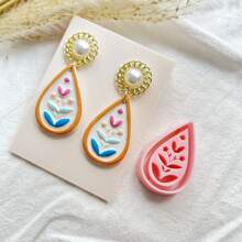 Lotus Petal Bohemian Flower Petal Shape Totem Polymer Clay Mold Egyptian Totem DIY Jewelry Tool Dai Style Earring Mold DIY Clay Knife Handmade Jewelry Making Soft Pottery Asymmetrical Edge Mold Micro Clay Jewelry Cutter Polymer Clay Cutters