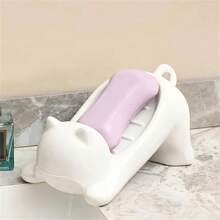1pc Cat-Shaped Plastic Soap Dish, Oval Tabletop Decor Soap Drain Holder For Bathroom Sink, Multipurpose Soap Storage Rack, Ideal Gift For Soap Storage