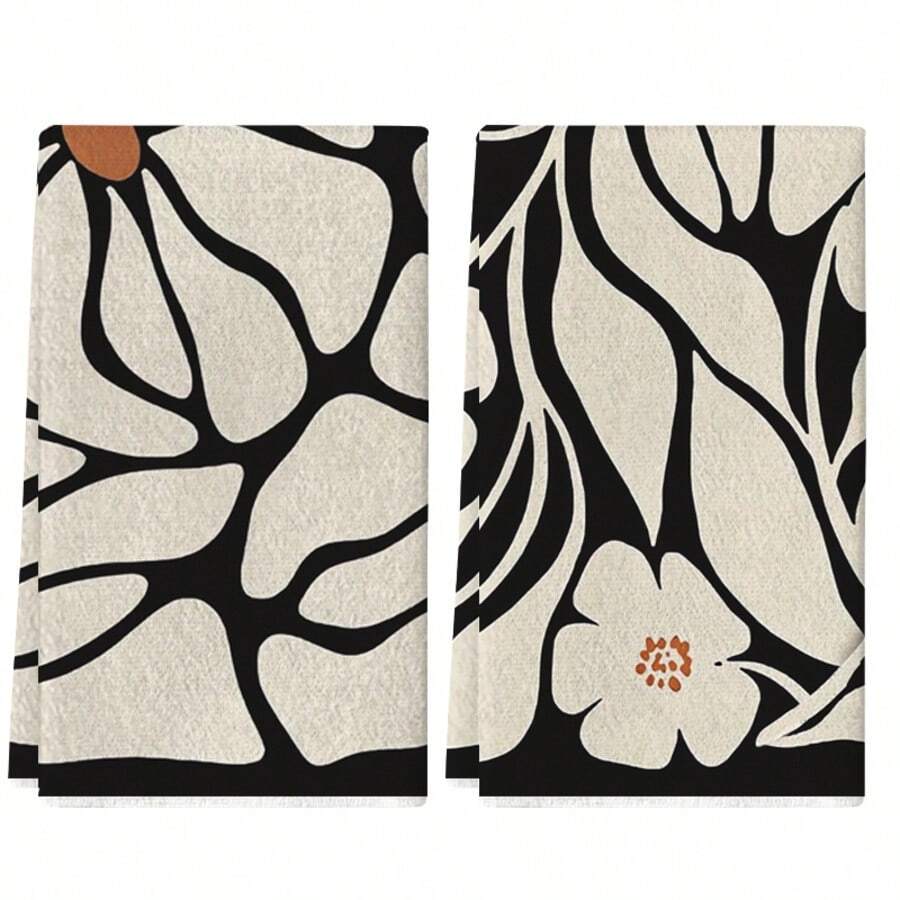 2 piezas Paños de cocina con estampado floral, paños de limpieza de microfibra altamente absorbentes, diseño moderno, paños de té, regalos para inauguración de la casa, cumpleaños, Día de la Madre, decoración de cocina, artículos esenciales para el hogar