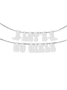 Pancarta de purpurina "¡Vamos chicas!" - Champán, decoraciones para despedida de soltera, banderín de cumpleaños de vaquera, suministros para fiesta con tema de rodeo y botas de vaquera con purpurina