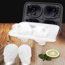 Molde de cubitos de hielo en forma de calavera 3D grande, molde de hielo redondo para whisky con tapa para bebedores de whisky, bartenders, intercambios de regalos, entusiastas del bar en el hogar y regalos festivos
