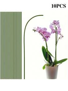 10pcs Green Adjustable Plant Stakes - Plastic Supports For Indoor, Outdoor Flowers And Garden Plants