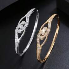 1pc Luxury Fashion Personalized Zirconia Stone Inlaid Bracelet, Elegant For Daily Wear And Dates