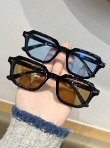 1pc/2pcs/3pcs Women Rivet Decor Square Shaped Sunglasses, Retro Minimalist Metal Hinge Sunglasses For Travel, Party, Daily Use Fashionable Shade Elegant Outfit Family Outings Travel Vacation Holiday