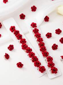 10 pièces Barrettes à cheveux décorations de fleurs de rose en velours bourgogne - Accessoires de cheveux de mariée - Convient aux femmes