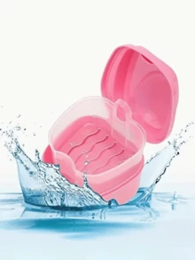 3pcs Denture Bath Case Cup Box Holder Storage Soak Container With Strainer Basket For Travel Cleaning