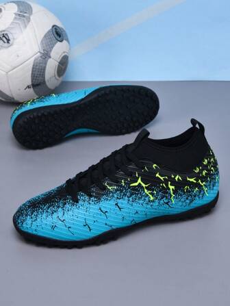 1 Pair Adult, Youth, Student High-Top Outdoor Football/Soccer Cleats Shoes, Non-Slip, Wear-Resistant, Suitable For TF, Artificial Grass, Sand, Natural Grass, Indoor, Lace-Up, Small Size, Leather, Lightweight, High-Performance Anti-Slip Design, Professional Football Boots For Men And Women
