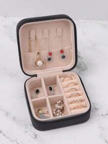 1 件便携式旅行珠宝收纳盒，珠宝展示盒，PU 皮革珠宝盒，大容量，可容纳珠宝、戒指、项链、耳环、手镯、化妆品 - 多色 - 查看 2