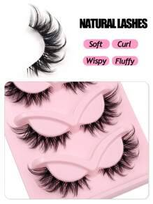Asiteo 5 Pairs Cat Eye False Eyelashes, Soft & Fluffy, 3D Faux Mink Lashes, Natural & Lengthening Lash Extensions, Makeup Accessories - 黑色 - 查看 4