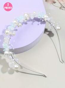 1pc Girls Elegant Pearl Flower Headband, Forest Sweet Headband, Alloy Material, Suitable For Girl, Daily Use, Ideal Choice For Gifts - Multicolor - View 9