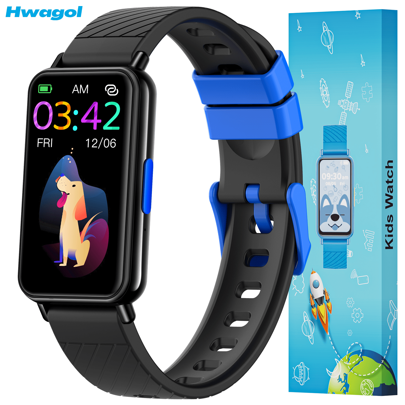 Hwagol Montre connectée pour enfants, cadeau d'âge 5-12 ans, 170 mAh, 4 jeux, écran tactile HD, montre connectée pour femmes avec 11 modes sport, contrôle de la musique, plus de 80 cadrans de montre, podomètre, format 12/24h, cadeaux éducatifs d'anniversaire, montre connectée pour hommes, pour filles et garçons de 7 à 10 ans