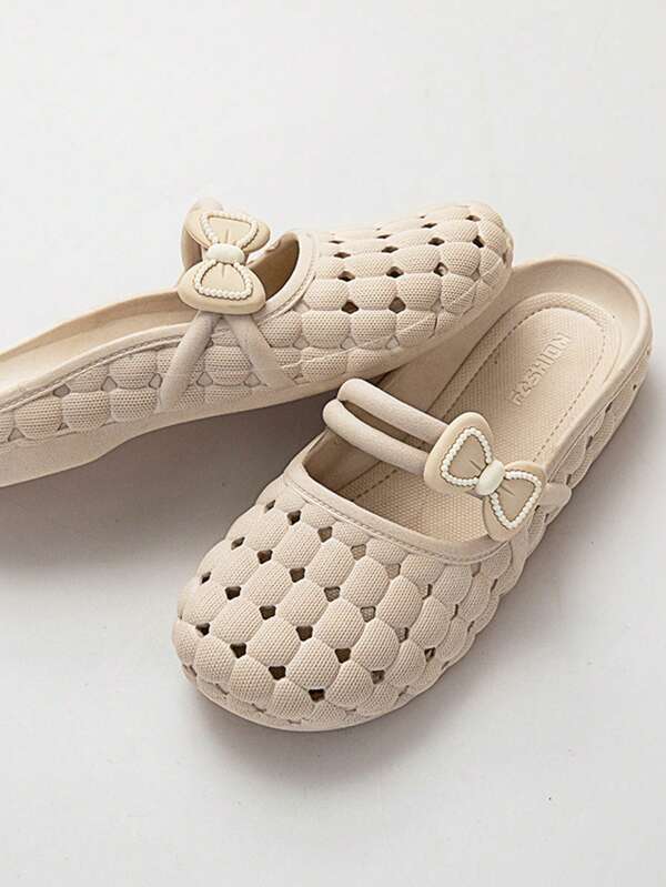 Women's Hollow Out Butterfly Design Slip On Slippers, Soft Sole Comfortable Breathable Waterproof Bathroom Slides, Casual Summer Home/Outdoor Wear