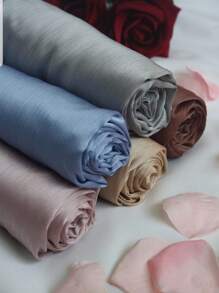 1pc Women's Solid Color Faux Pearl Satin Scarf, Comfortable Silk-Like Long Wrap Shawl, Versatile Bandana Headscarf, Casual Headwrap, Real Silk-Feel For Jalabiyas For Dress - 2203MTG001 - View 3