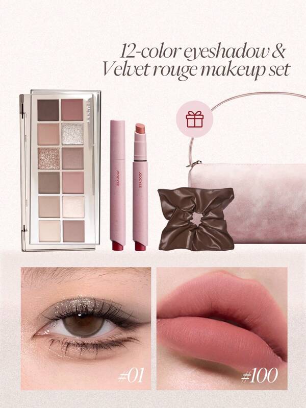 JOOCYEE JOOCYEE 12-COLOR EYESHADOW&VELVET ROUGE Makeup Set