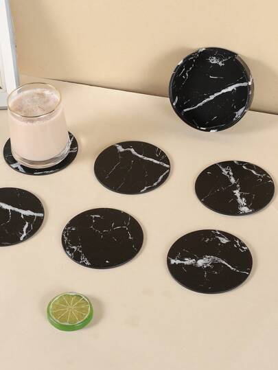 1 件/3 件/6 件/套优质 PU 皮革杯垫，用于饮料，防水，耐热，带支架 - 保护桌子免受污渍、水环和损坏，乔迁