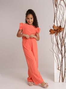 Stylish Long Jumpsuit For Children And Young People - Coral Pink - View 5