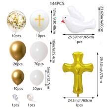 Bộ 144 vòng hoa bóng bay đầu tiên, bóng bay màu trắng vàng với bóng bay thánh giá cho trang trí thánh đầu tiên, đồ dùng cho tiệc rửa tội, lễ rửa tội của Chúa ban phước, đồ trang trí đám cưới - 144 chiếc - Xem 4