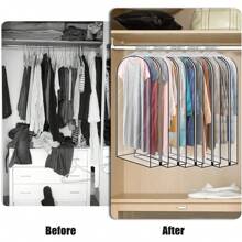 5 Pack 60" All Clear Garment Bags For Hanging Clothes Storage, 10" Gusseted Large Capacity Garment Rack Cover, Large Hanging Clothing Bag For Dress Gowns, Coats, Suit, Down Jacket - 5 Pack 60" - View 11