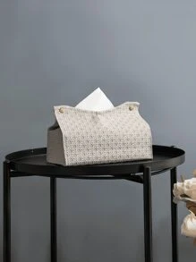 1 件纯色编织图案压花面巾架套装，厚复合面料桌面立式纸巾架，适用于办公室、餐厅、酒吧、客厅或卧室 - 彩色 - 查看 4