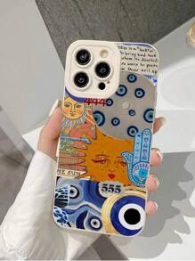 邪恶之眼神秘太阳图案减震保护手机壳，适用于 iPhone 16、15、14、13、12、11、Pro Max、XR、XS Max、Plus，适合男女的礼物