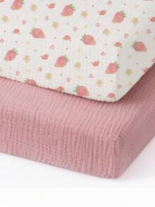 2 Pieces Set Plain Soft Fitted Crib Sheets, Breathable Newborn Baby Bed Essentials